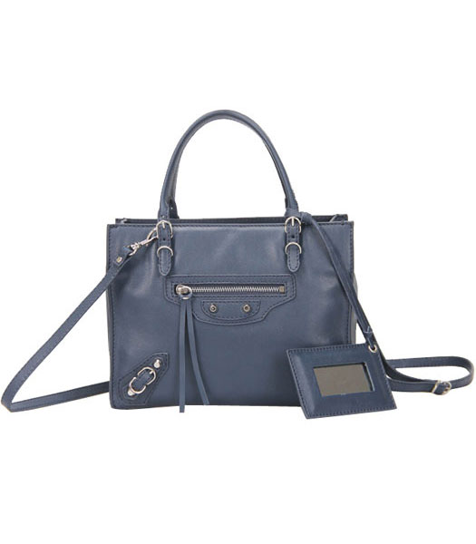 Balenciaga Mini Papier A4 Sapphire Blue pelle di vitello borsetta in pelle